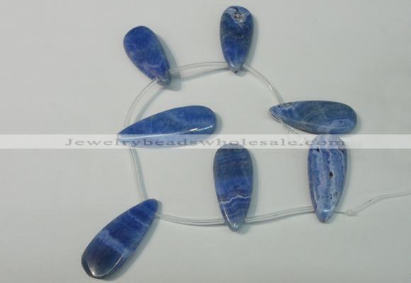 CAG4400 Top-drilled 16*28mm – 16*38mm flat teardrop blue lace agate beads