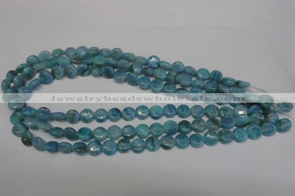 CAG4420 15.5 inches 10mm flat round dyed blue lace agate beads