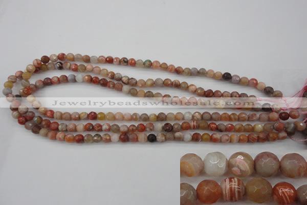 CAG4471 15.5 inches 6mm faceted round pink botswana agate beads