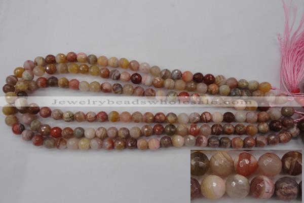 CAG4472 15.5 inches 8mm faceted round pink botswana agate beads