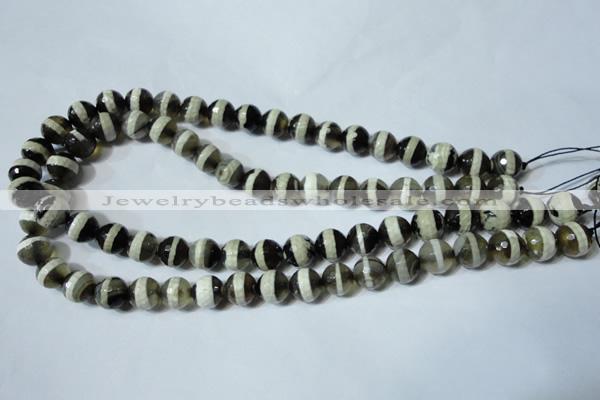 CAG4677 15.5 inches 10mm faceted round tibetan agate beads wholesale