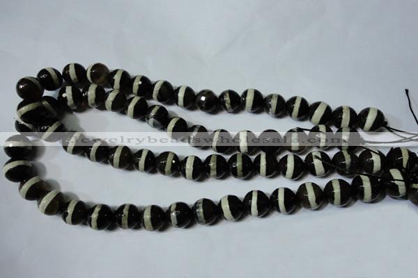 CAG4678 15.5 inches 12mm faceted round tibetan agate beads wholesale