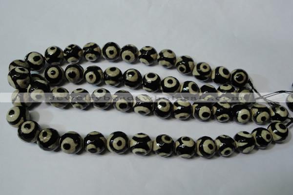 CAG4682 15.5 inches 14mm faceted round tibetan agate beads wholesale