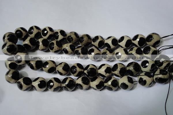 CAG4684 15.5 inches 16mm faceted round tibetan agate beads wholesale