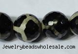 CAG4685 15.5 inches 18mm faceted round tibetan agate beads wholesale