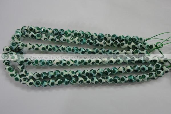 CAG4690 15 inches 8mm faceted round tibetan agate beads wholesale