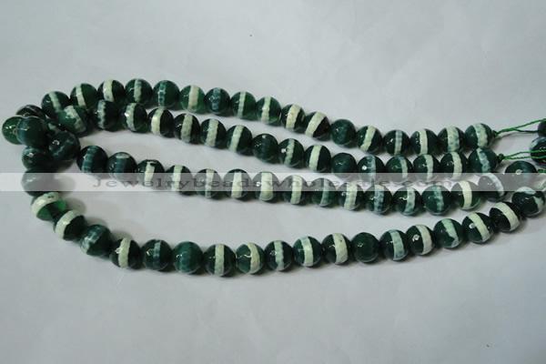 CAG4696 15.5 inches 10mm faceted round tibetan agate beads wholesale