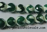 CAG4701 15.5 inches 10mm faceted round tibetan agate beads wholesale