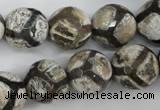 CAG4711 15 inches 16mm faceted round tibetan agate beads wholesale