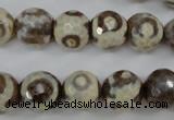 CAG4715 15 inches 10mm faceted round tibetan agate beads wholesale