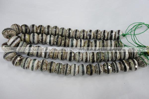 CAG4728 15 inches 12*16mm faceted rondelle tibetan agate beads wholesale