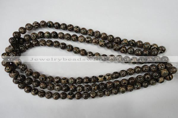 CAG4746 15 inches 8mm round tibetan agate beads wholesale