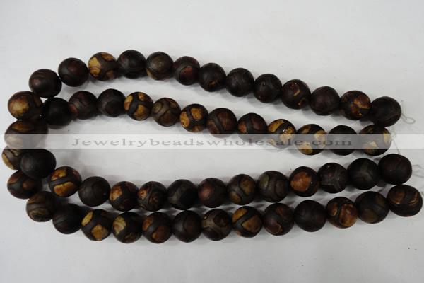 CAG4767 15 inches 14mm round tibetan agate beads wholesale