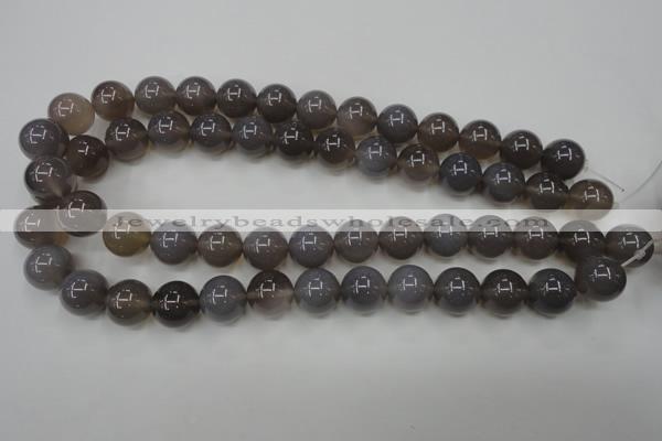 CAG4774 15 inches 14mm round grey agate beads wholesale