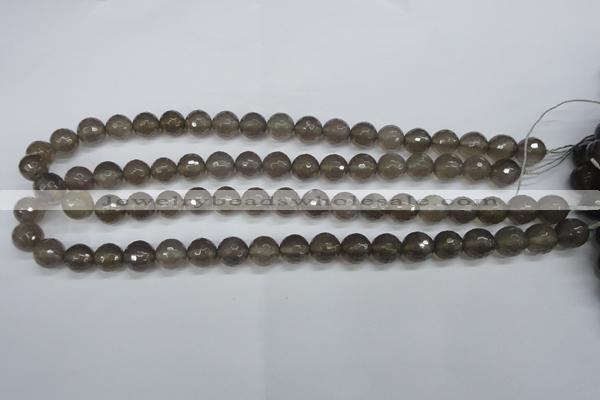 CAG4827 15 inches 10mm faceted round grey agate beads wholesale