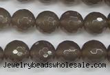 CAG4828 15 inches 12mm faceted round grey agate beads wholesale