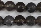 CAG4829 15 inches 14mm faceted round grey agate beads wholesale