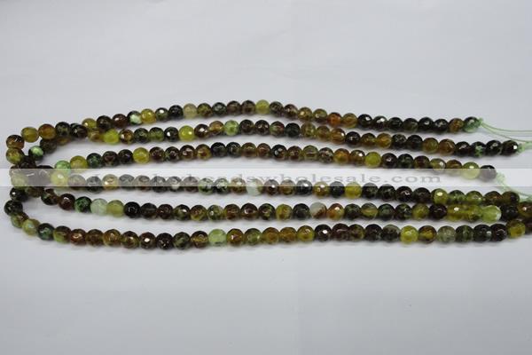 CAG4841 15 inches 6mm faceted round dragon veins agate beads