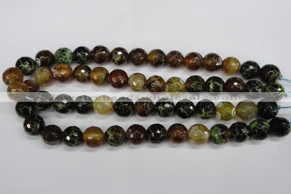 CAG4845 15 inches 14mm faceted round dragon veins agate beads