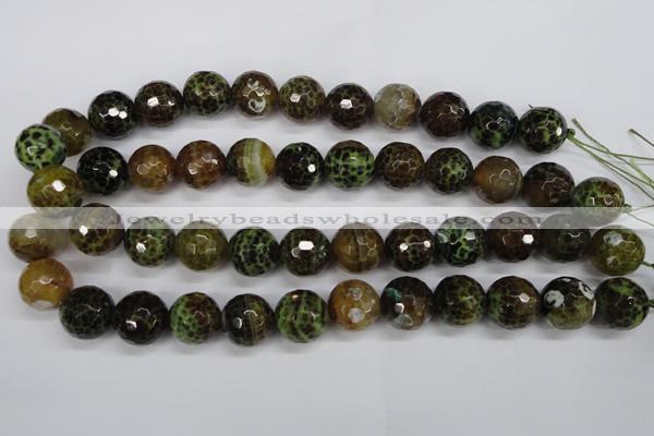 CAG4846 15 inches 16mm faceted round dragon veins agate beads