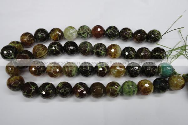 CAG4847 15 inches 18mm faceted round dragon veins agate beads