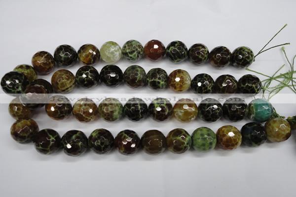 CAG4848 15 inches 20mm faceted round dragon veins agate beads