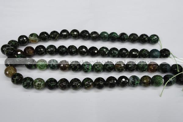 CAG4854 15 inches 12mm faceted round dragon veins agate beads