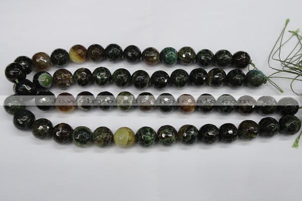 CAG4855 15 inches 14mm faceted round dragon veins agate beads