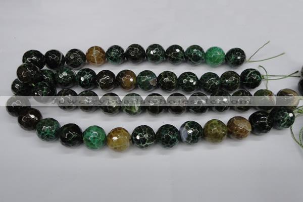 CAG4856 15 inches 16mm faceted round dragon veins agate beads