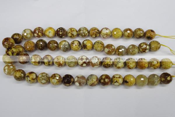 CAG4865 15 inches 14mm faceted round dragon veins agate beads