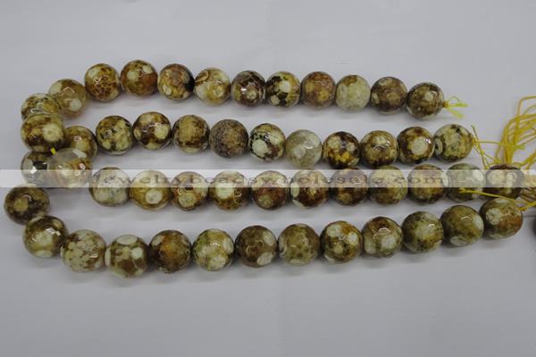 CAG4866 15 inches 16mm faceted round dragon veins agate beads