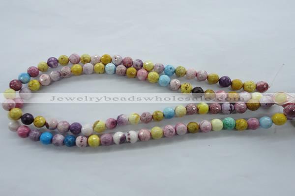 CAG4901 15.5 inches 8mm faceted round dyed white agate beads