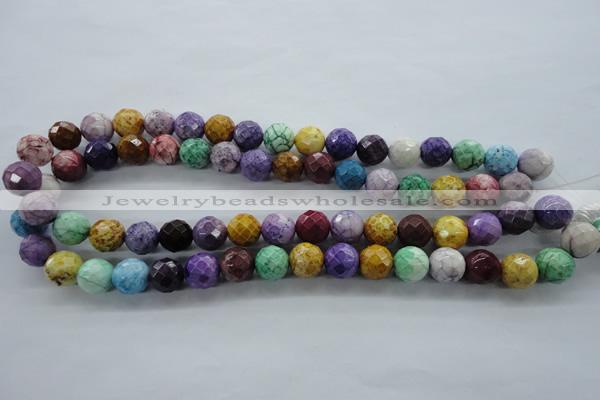 CAG4903 15.5 inches 12mm faceted round dyed white agate beads