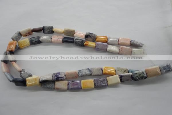 CAG4927 15.5 inches 10*14mm rectangle dyed white agate beads