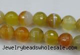 CAG5102 15.5 inches 8mm faceted round line agate beads wholesale