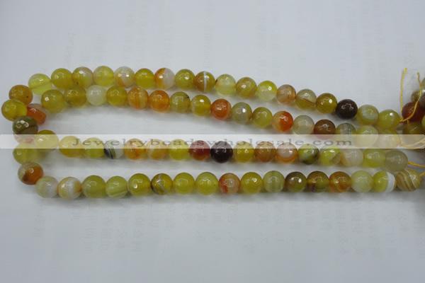 CAG5102 15.5 inches 8mm faceted round line agate beads wholesale