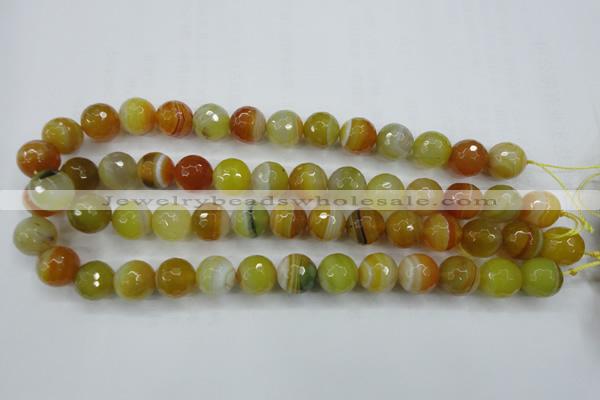 CAG5104 15.5 inches 12mm faceted round line agate beads wholesale