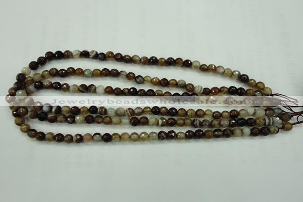 CAG5106 15.5 inches 6mm faceted round line agate beads wholesale