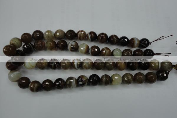 CAG5109 15.5 inches 12mm faceted round line agate beads wholesale