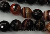 CAG5114 15.5 inches 12mm faceted round line agate beads wholesale