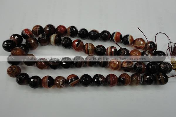 CAG5114 15.5 inches 12mm faceted round line agate beads wholesale