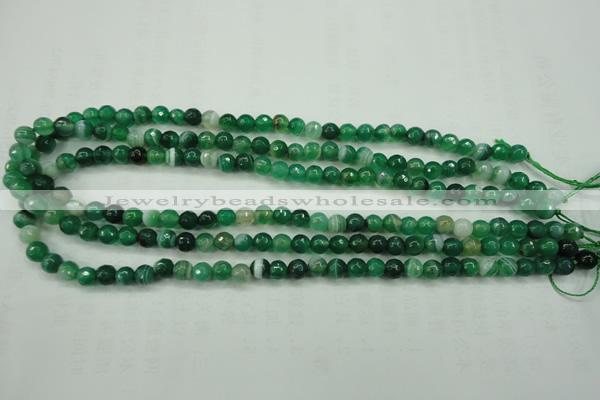 CAG5121 15.5 inches 6mm faceted round line agate beads wholesale