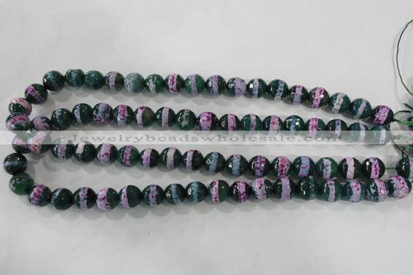 CAG5146 15 inches 10mm faceted round tibetan agate beads wholesale