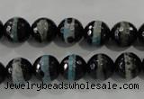 CAG5147 15 inches 10mm faceted round tibetan agate beads wholesale