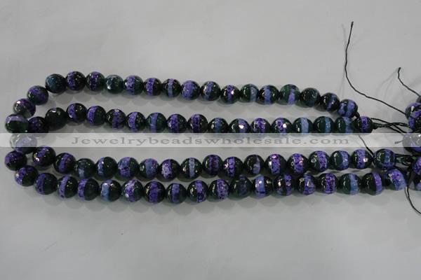 CAG5148 15 inches 10mm faceted round tibetan agate beads wholesale