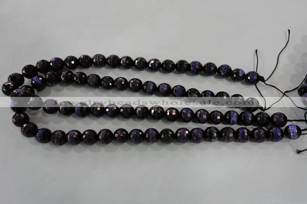 CAG5150 15 inches 10mm faceted round tibetan agate beads wholesale