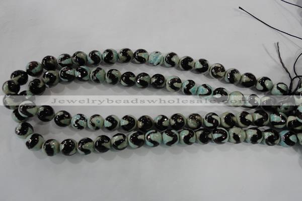 CAG5161 15 inches 10mm faceted round tibetan agate beads wholesale