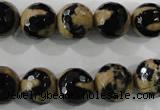 CAG5164 15 inches 12mm faceted round tibetan agate beads wholesale