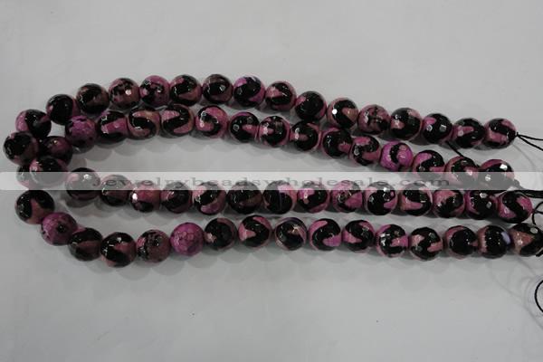 CAG5166 15 inches 12mm faceted round tibetan agate beads wholesale