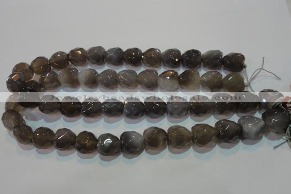 CAG5268 15.5 inches 16*16mm faceted heart Brazilian grey agate beads